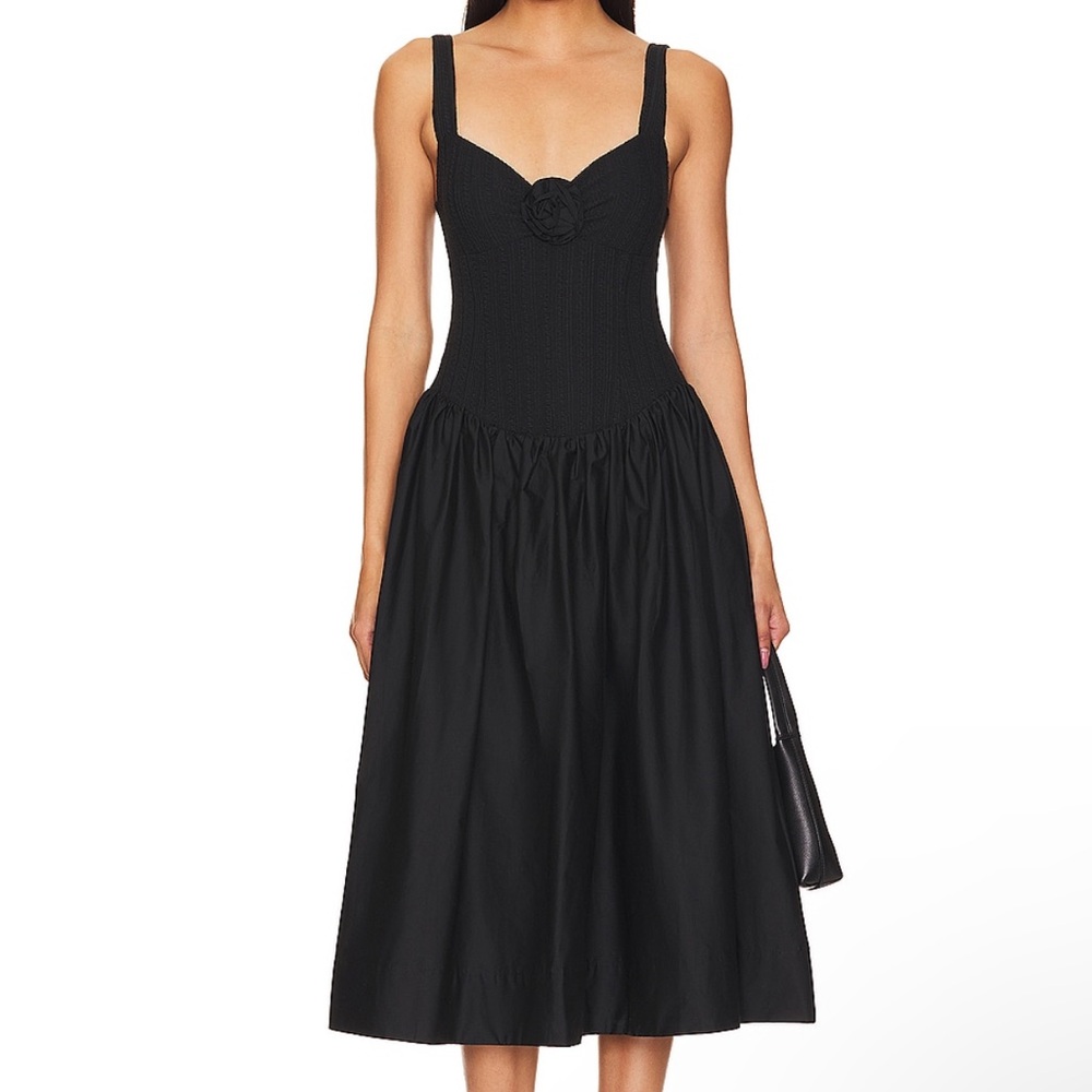For Love & Lemons Billie Midi Dress in Black